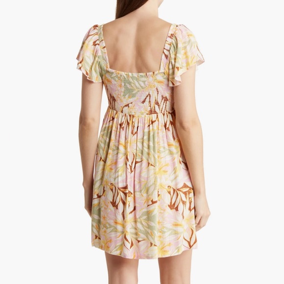 NWT ROXY Oceanview Floral Mini Dress Size Medium - Picture 7 of 7